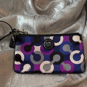 Coach Blue and Purple Patterned Wristlet
